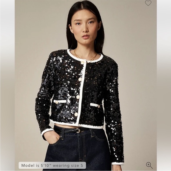 J. Crew Jackets & Blazers - NWT J. Crew Sequin Lady Jacket Blazer Black White Size M